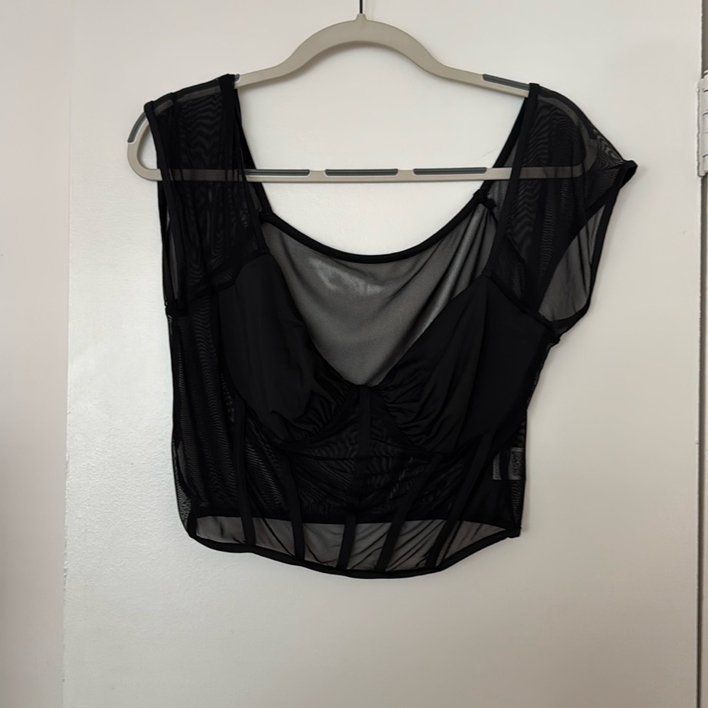 Mesh Black Crop Top
